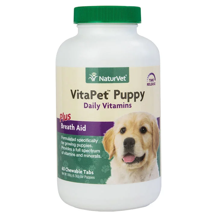 NaturVet VitaPet Puppy Daily Vitamins plus Breath Aid 60 chew tabs