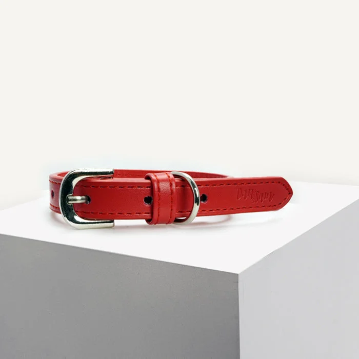 Dan & Sam - Vegan Leather Dog Collar (Red)