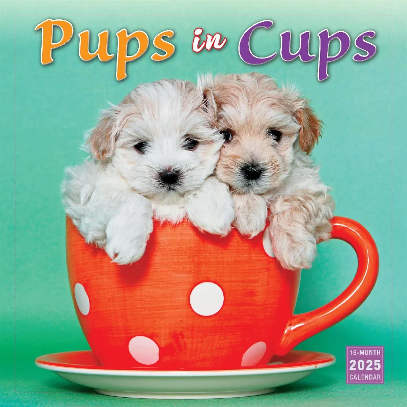 Pups In Cups Wall 2025 Calendar - Online Exclusive