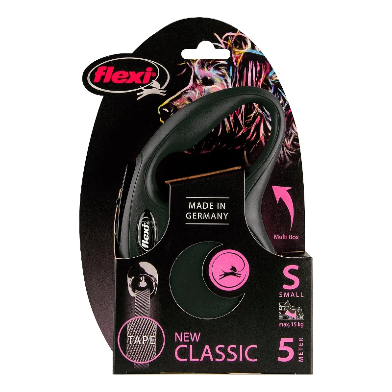 Flexi - New Classic Retractable Tape Lead for Small Dog Black (5m)