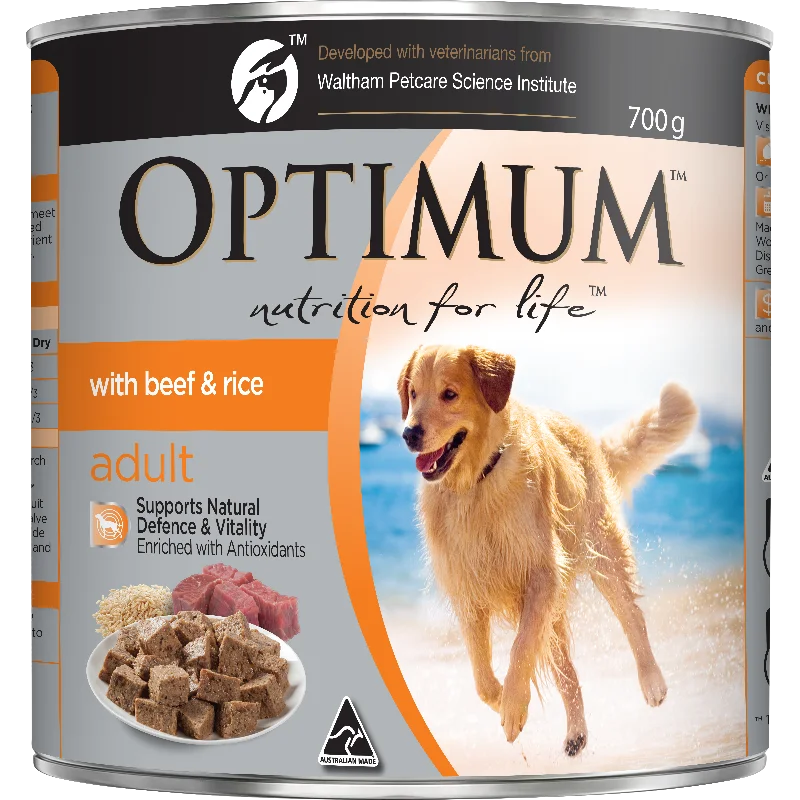 OPTIMUM - Adult with Beef & Rice Wet Dog Food (700g)