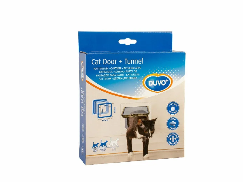 CAT DOOR + TUNNEL 19x19,7cm white