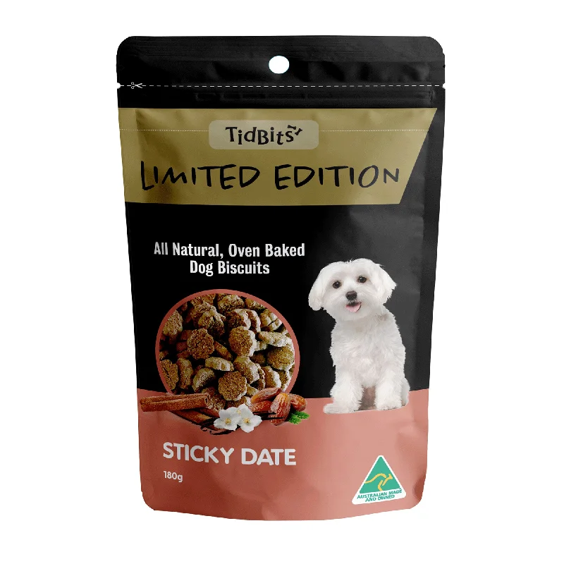 TidBits - Limited Edition Small Bites Sticky Date Dog Biscuits (180g)