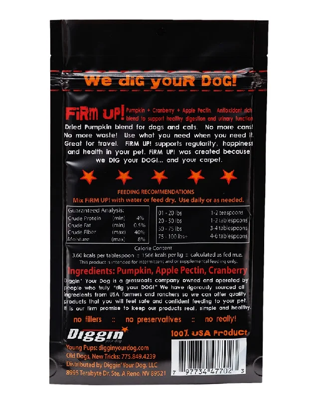 Diggin' Your Dog Firm Up! Pumpkin + Cranberry Super Supplement for Dogs & Cats 4oz