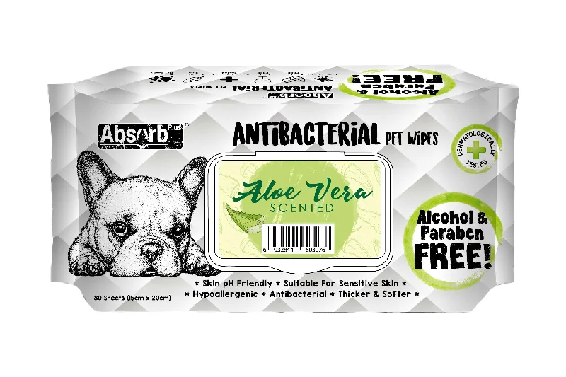 Absorb Plus - Antibacterial Dog Wipes Aloe Vera (80pk)