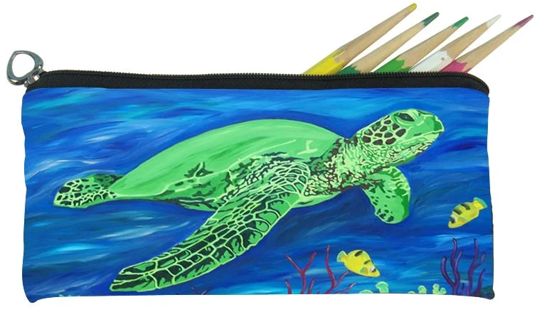 Sea Turtle Kitten Pencil Bag - Wisdom