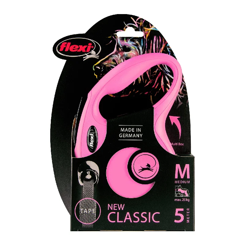 Flexi - New Classic Retractable Tape Lead for Medium Dog Pink (5m)