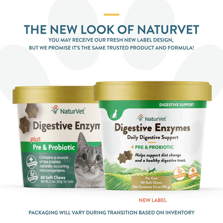 NaturVet Digestive Enzymes Cat Soft Chews with Prebiotics & Probiotics