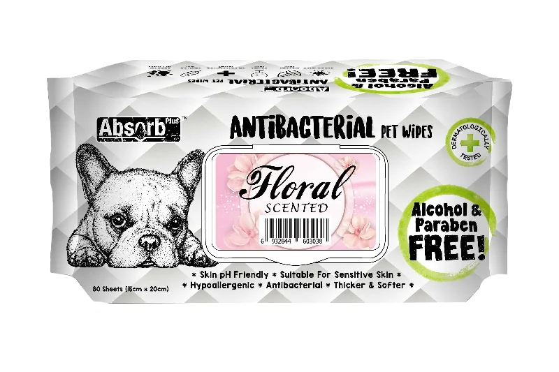 Absorb Plus - Antibacterial Dog Wipes Floral (80pk)