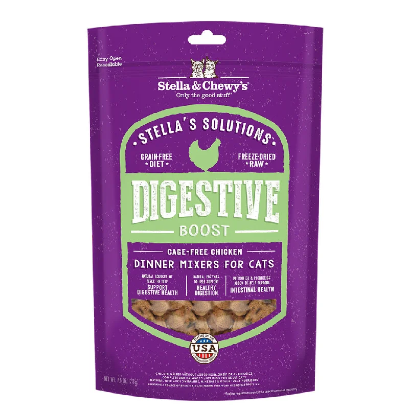 Stella & Chewy's Freeze-Dried Raw Cat Food Stella's Solutions Dinner Mixers Digestive Boost Cage-Free Chicken 7oz Bag