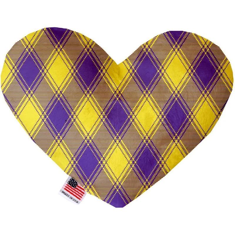 Heart Dog Toy Purple and Yellow Plaid