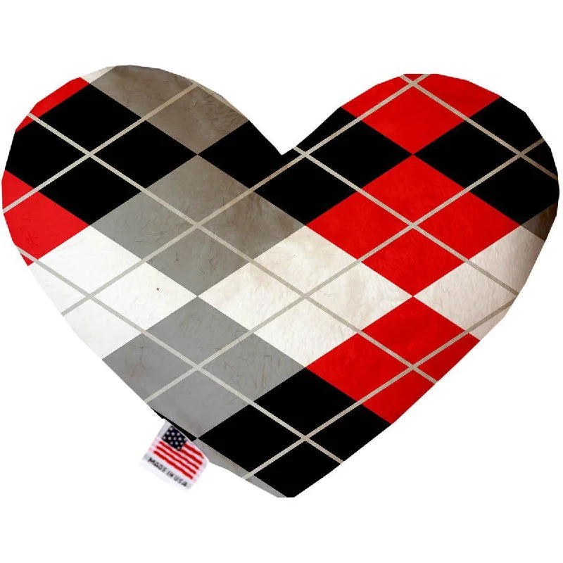 Heart Dog Toy Red And Grey Argyle