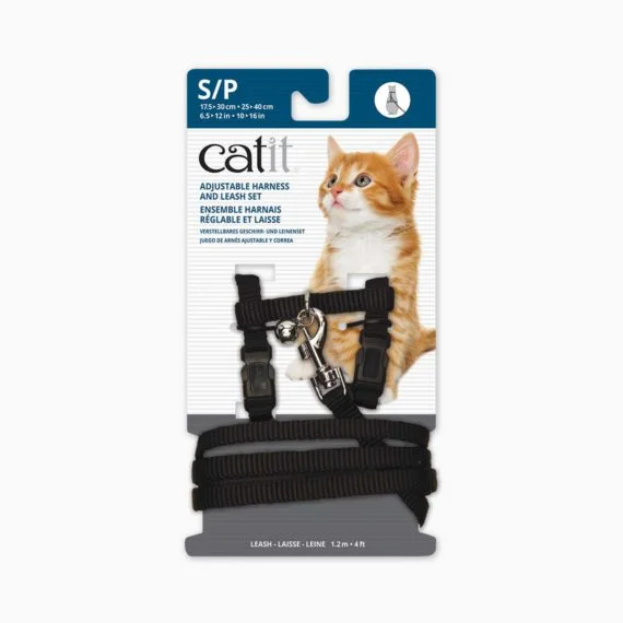 CATIT Adjustable Harness & Leash Set Black, Small