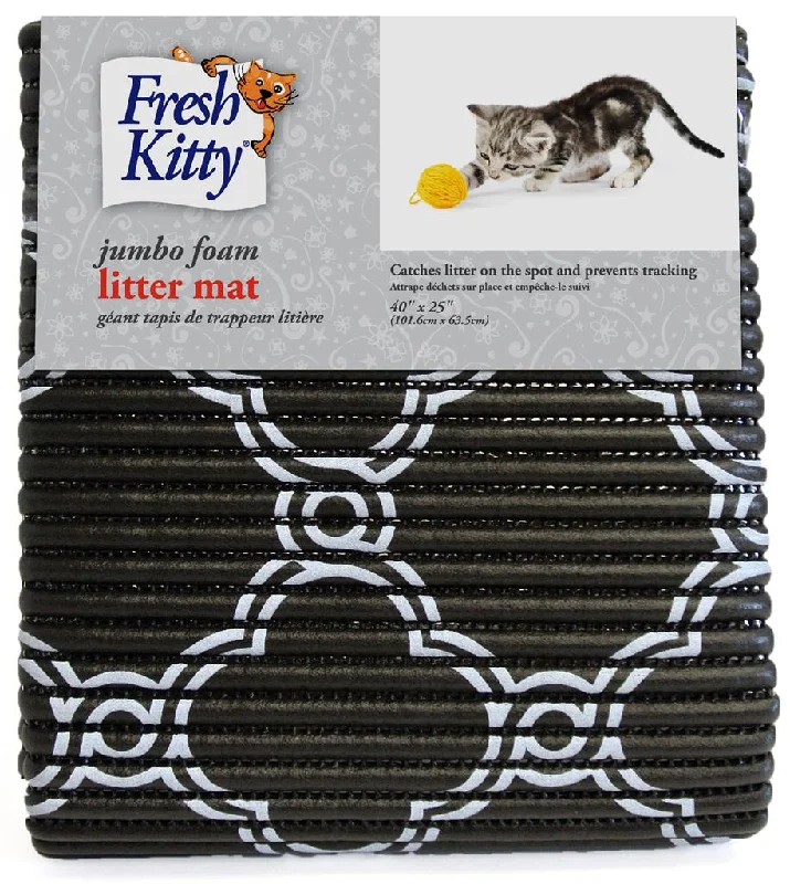 FRESH KITTY Foam Litter Mat Jumbo, black & white