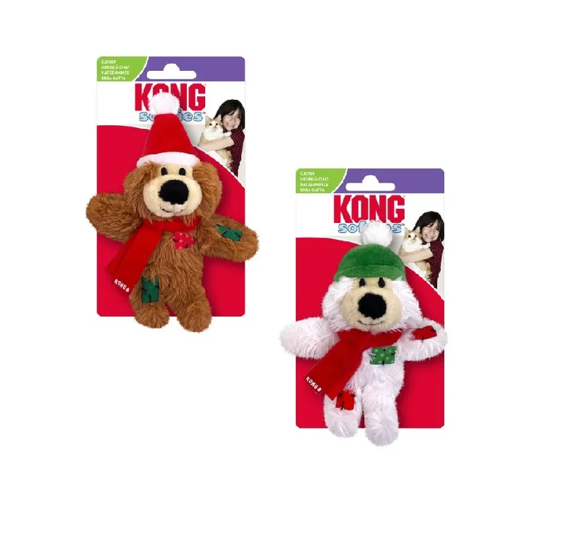 KONG Igračka za mačke Holiday Softies Bear, s catnipom, 16,51x9,53x3,18cm