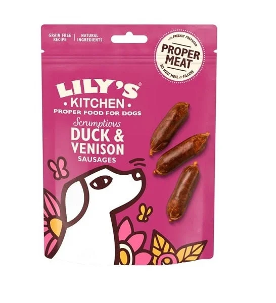 Lily's Kitchen Scrumptious Duck & Venison Sausages Dog Treats (70g)