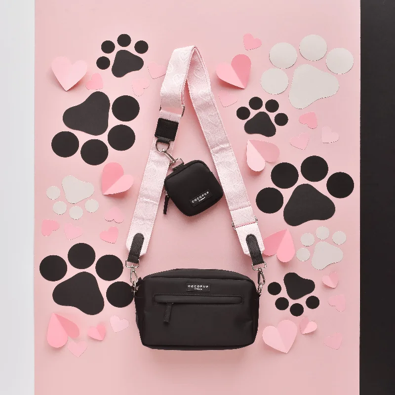 Luxe Dog Walking Black Bag Bundle - Baby Pink Heart