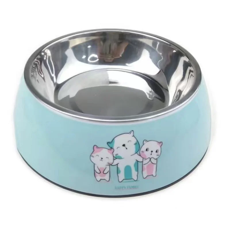 Melamine Cat world Stainless Steel bowl with anti-slip circle on the bottom