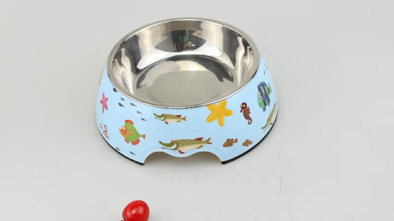 Melamine Sea Animals Stainless Steel bowl with anti- slip circle on the bottom