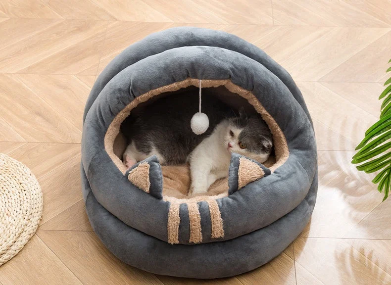 PETS CLUB CAT BED MODERN HOUSE WITH PLUS TOY AND SOFT COTTON