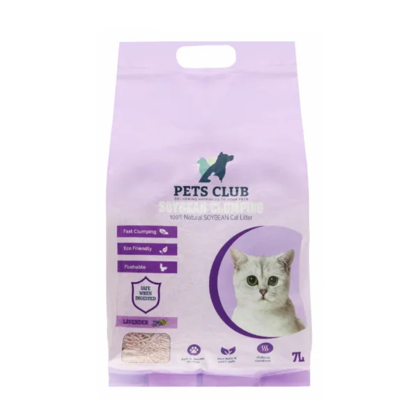 PETS CLUB SOYA BEAN CLUMPING CAT LITTER-LAVENDER-7L (2.5 Kg)