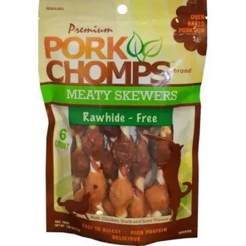 Pork Chomps Premium Nutri Chomps Meaty Skewers Dog Treats