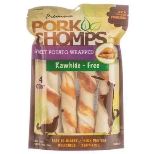 Pork Chomps Premium Pork Twistz Dog Treats- Sweet Potato