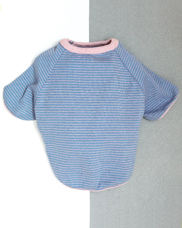 Rib Dog T-Shirt in Baby Blue & Pink Stripe (FINAL SALE)