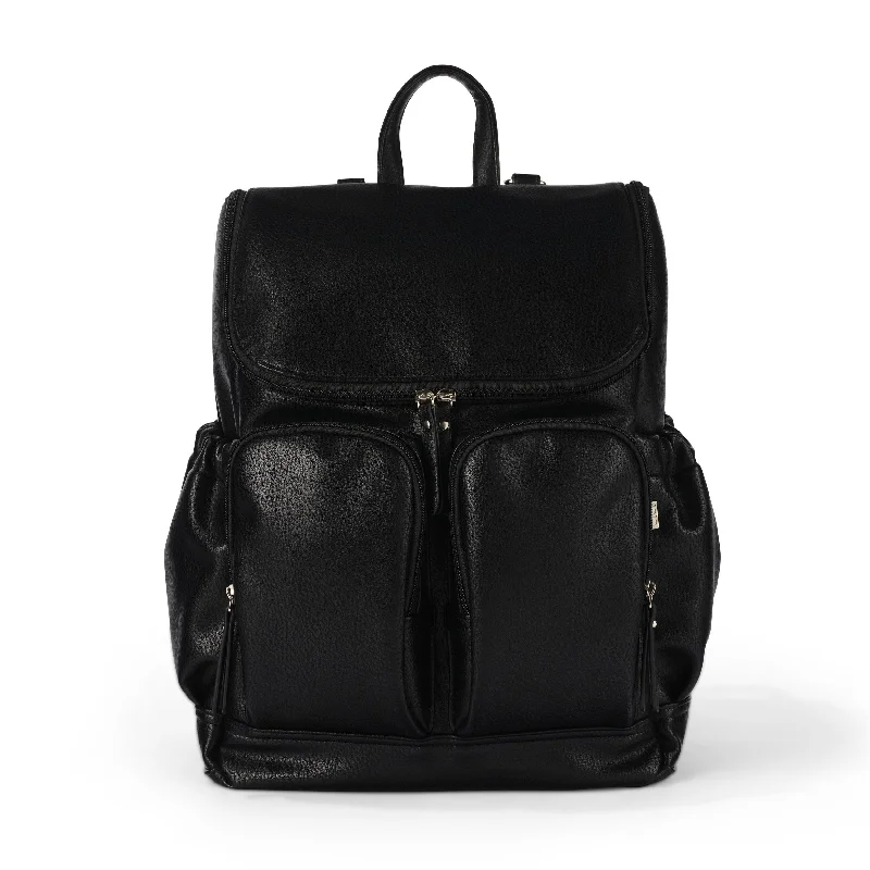 Oioi Signature Diaper Backpack - Black Dimple Vegan Leather