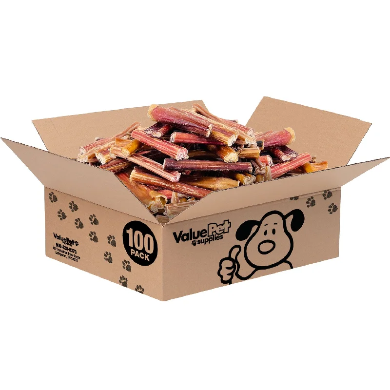 ValueBull Bully Sticks for Small Dogs, Thin 4-6 Inch, Varied Shapes, 100 Count BULK PACK