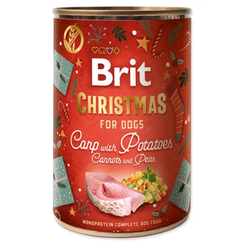 BRIT Mono Protein Christmas Dinner, šaran s krumpirom, mrkvom i graškom, 400g