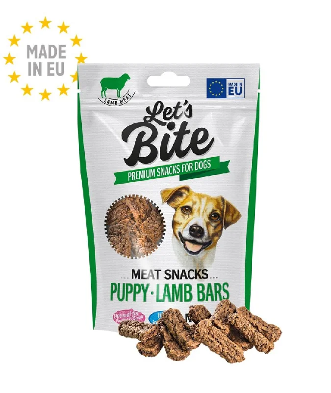 LET's Bite Meat Snacks, poslastica za pse, PUPPY pločice janjetine, 80g