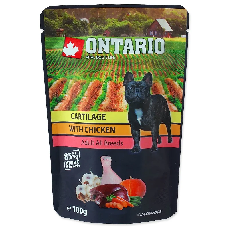 ONTARIO Dog, vrećica, piletina s jetrom i hrskavicom, u temeljcu, 100g