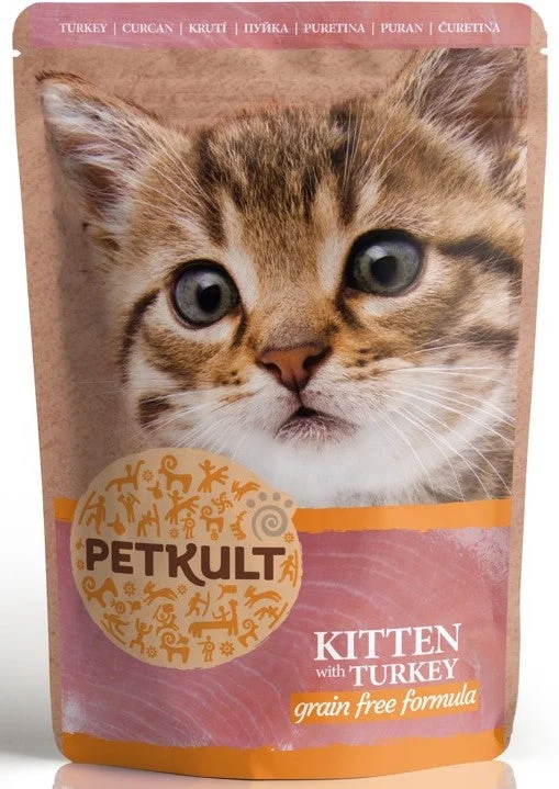 PETKULT KITTEN, pašteta s mesnim komadićima, s puretinom, bez žitarica, 100 g