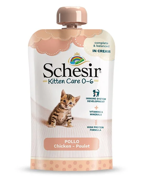 SCHESIR KITTEN Care, piletina u kremastom umaku, 150g